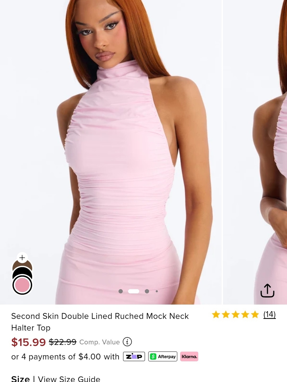 Fashion Nova Light Pink Ruched Mock Neck Halter Top